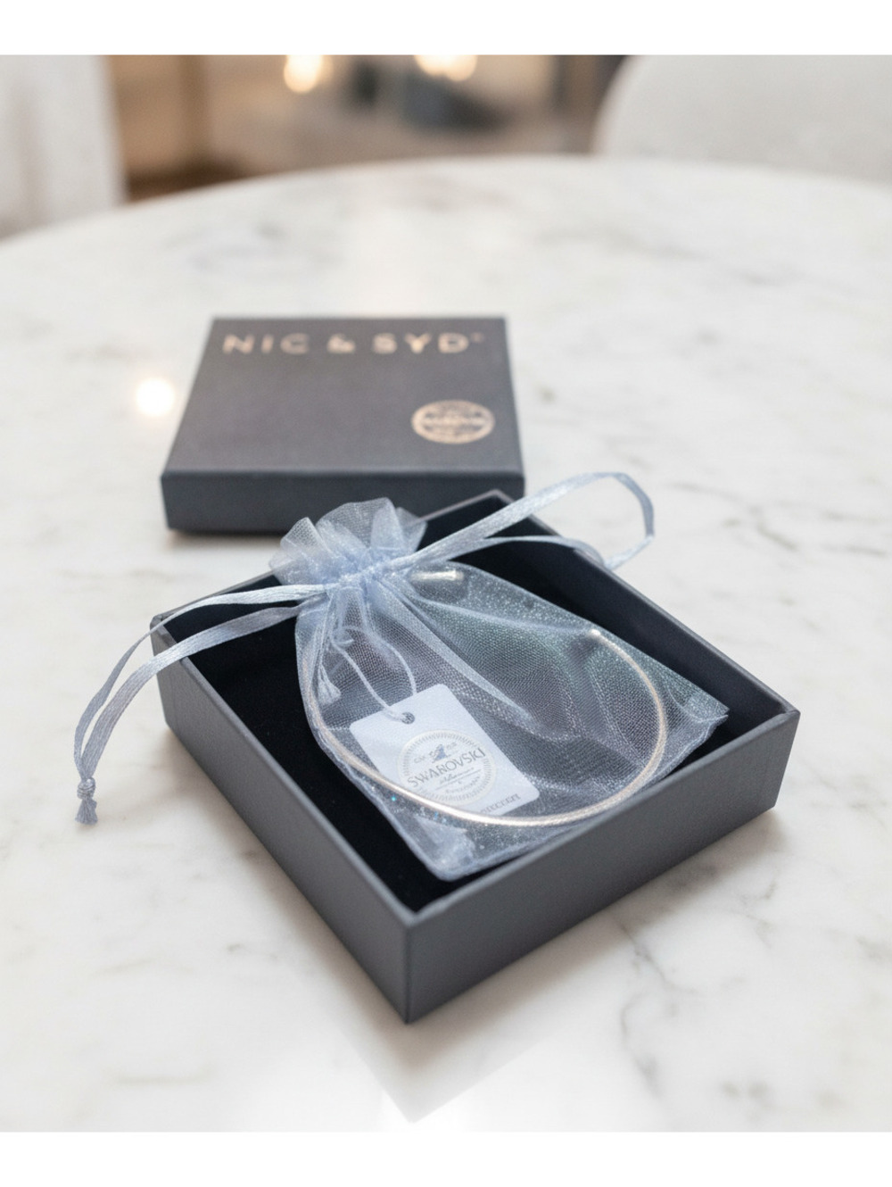 Blue & Silver C Nic & Syd Swarovski Bangle Bracelet – With Verification Code